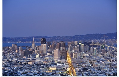 California, San Francisco, Skyline viewed from Twin Peaks