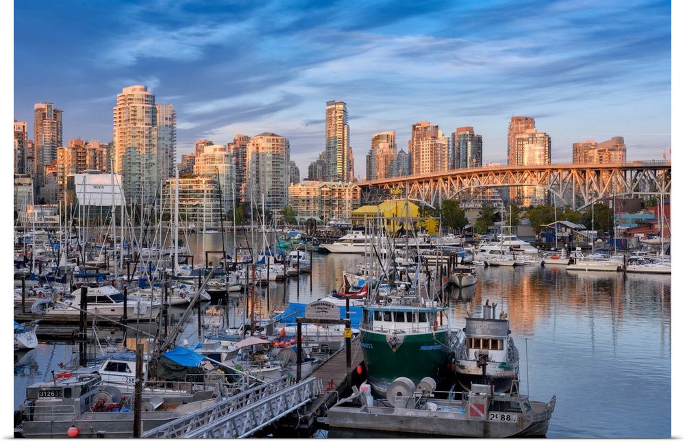 Canada; British Columbia, Vancouver, Fishermen's Wharf, Granville Bridge, false inlet.