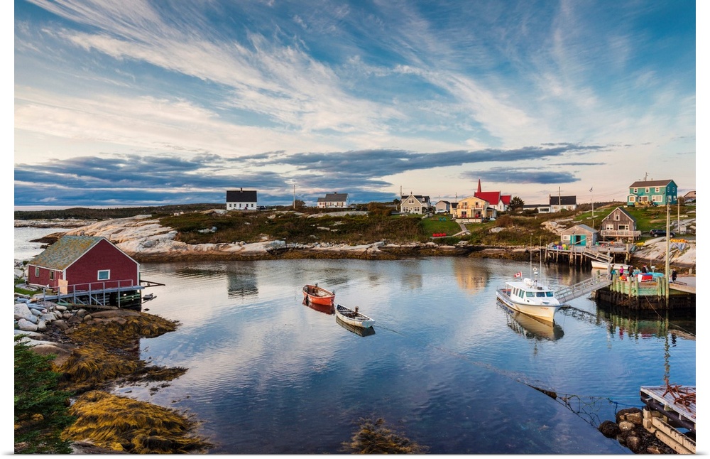 Canada, Nova Scotia, Peggy's Cove,  Fishing Village On The Atlantic Coast, Dusk.