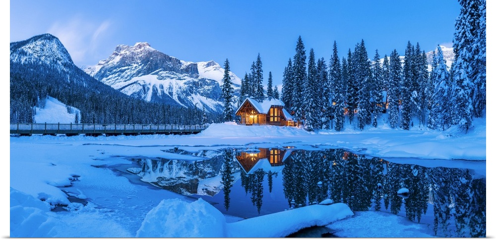 Chalet in Winter, Emerald Lake, British Columbia, Canada.