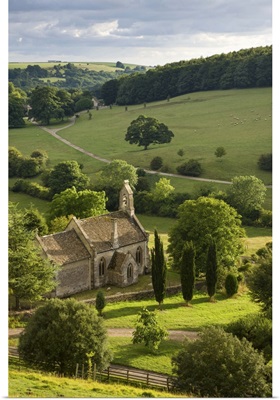 Church of St Mary the Virgin surrounded by countryside, Gloucestershire, England