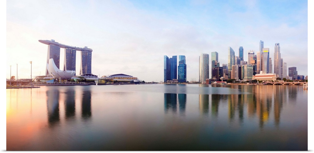 City skyline viewed across Marina Bay, Singapore, South East Asia