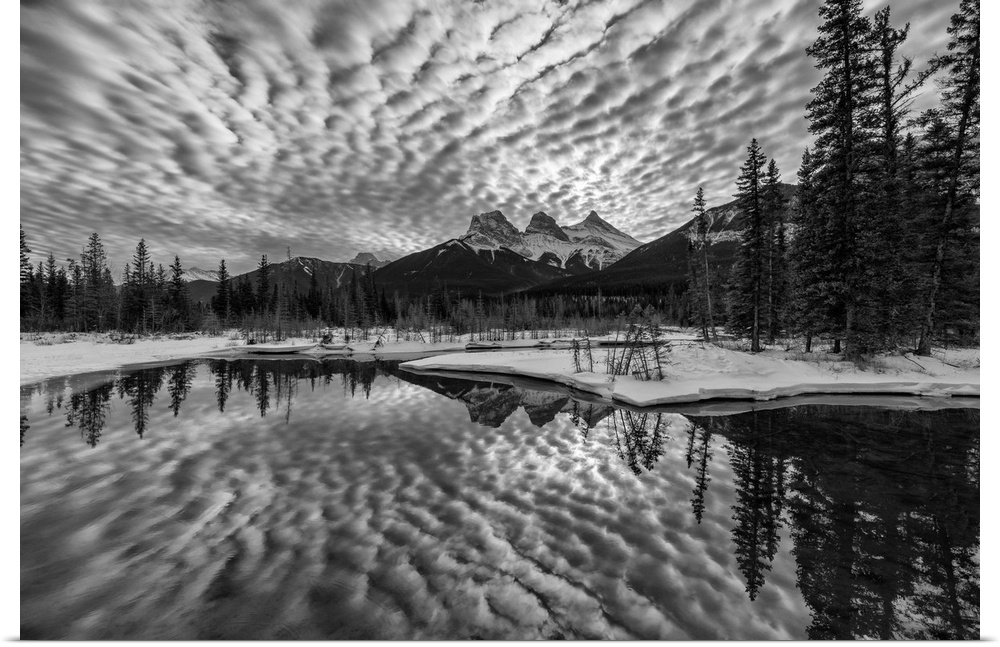 Clouds Reflecting In Bow River, Aberta, Canada