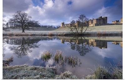 Cold and frosty conditions at Alnwick Castle in Northumberland, England