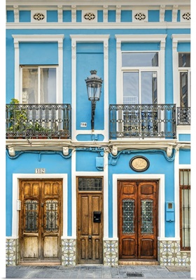 Colorful Facade Of A Traditional Modernism House In El Cabanyal, Valencia, Spain