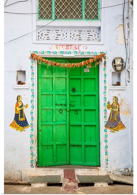 Colouful Door In The Old Town Of Udaipur, Rajasthan, India