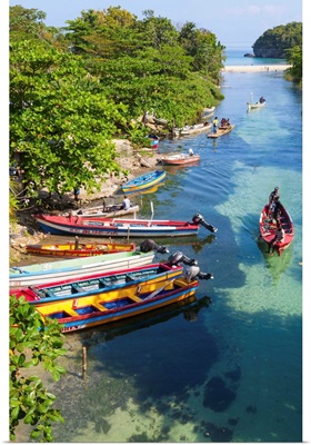 Colourful fishing boats on White River, Ocho Rios, Jamaica, Caribbean