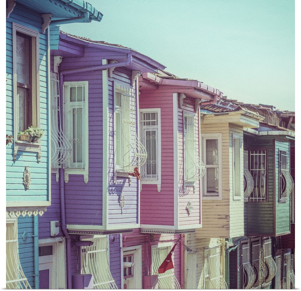 Colourful Ottomon era houses, Balat, Istanbul, Turkey.