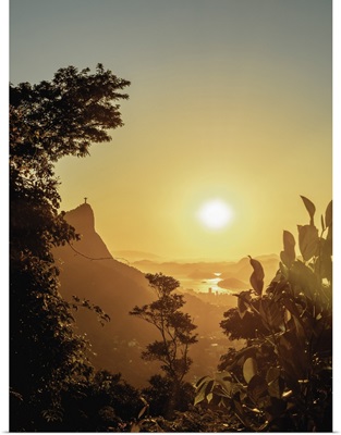 Corcovado Mountain seen from Vista Chinesa at sunrise, Rio de Janeiro, Brazil