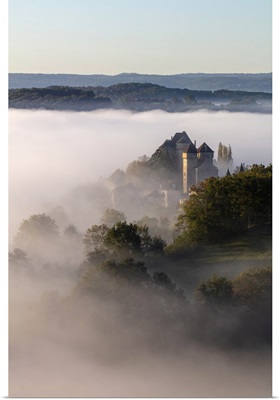 Curemonte Labelled In The Morning Mist, Correze, Nouvelle-Aquitaine, France