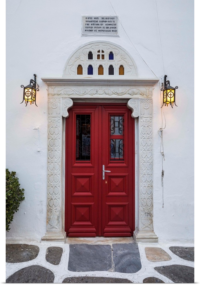 Door of chapel, Mykonos Town, Mykonos, Cyclade Islands, Greece.