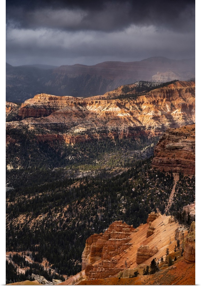 Dramatic weather approaching Point Supreme Overlook, Cedar Breaks National Monument, Utah, Western United States, USA