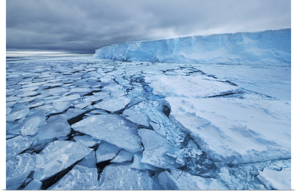 Drift ice and tabular iceberg in Weddell Sea. Antarctica, Weddell Sea, between Peninsula and Antarctica. Antarctica, Antar...