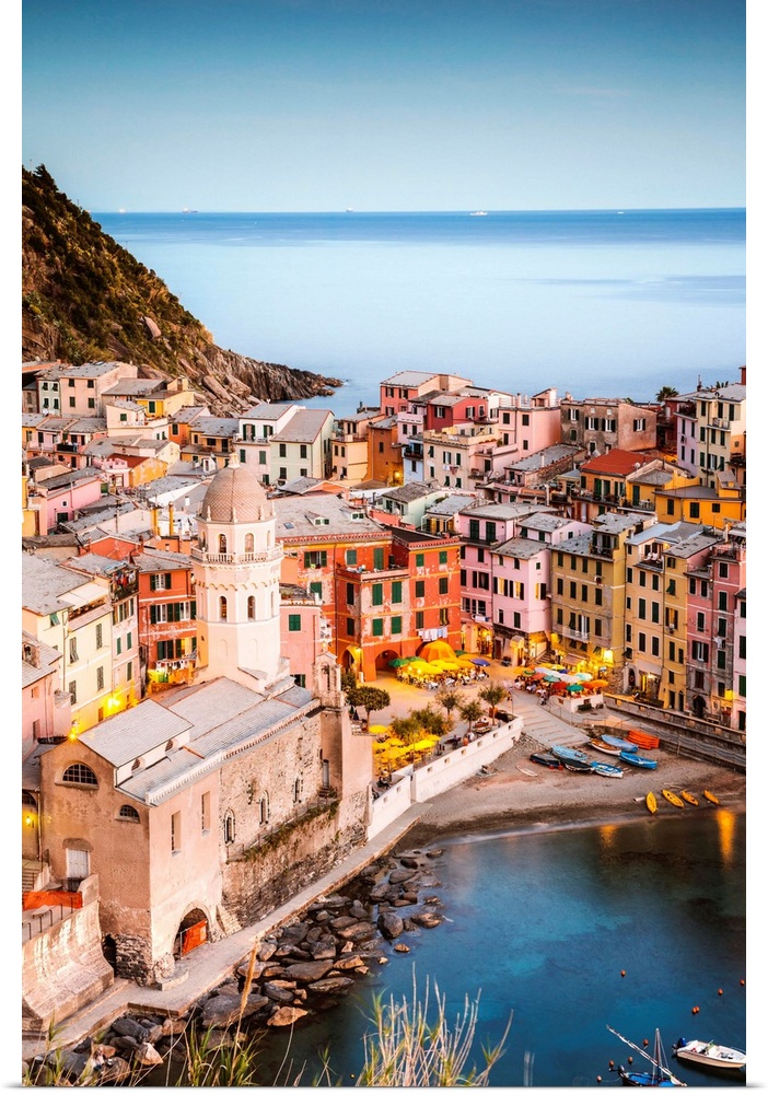 Dusk in Vernazza, Cinque Terre, Liguria, Italy