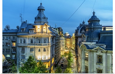 Elegant Buildings In The Old Town Of Bucharest, Romania