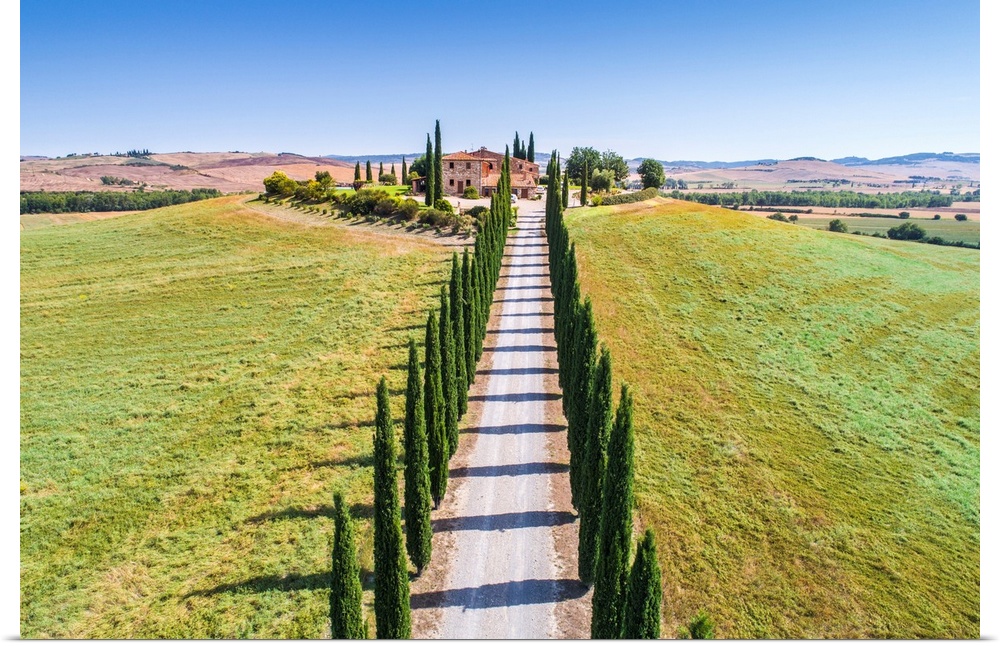 Elevated View Of Poggio Covili, Val D'orcia, Tuscany, Italy.