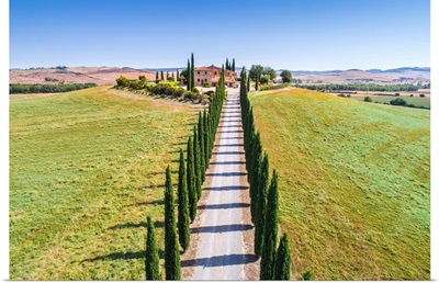Elevated View Of Poggio Covili, Val D'orcia, Tuscany, Italy