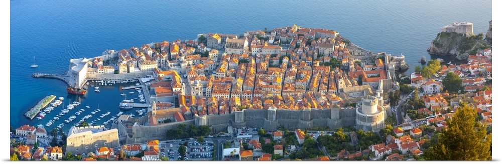 Elevated view over Stari Grad (Old Town), Dubrovnik, Dalmatia, Croatia