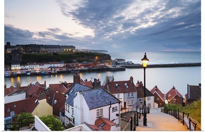 England, North Yorkshire, Whitby. The harbour and 199 Steps