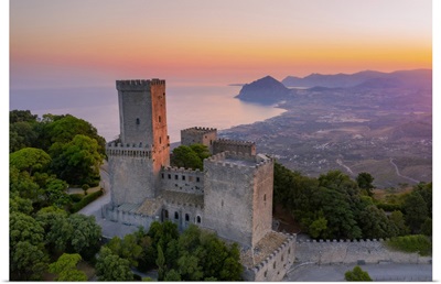 Erice, Sicily, The Norman Castle At Sunrise