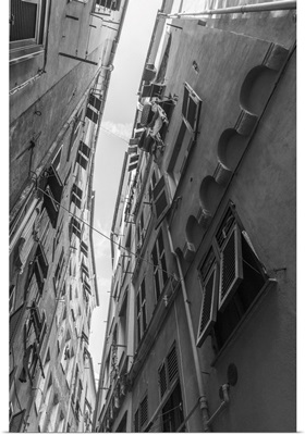 Europe, Italy, Liguria, Genoa, A Street Scene In The Medieval Centre