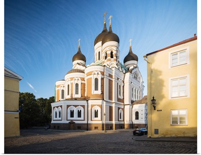 Exterior of Russian Orthodox Alexander Nevsky Cathedral at dawn, Estonia, Europe