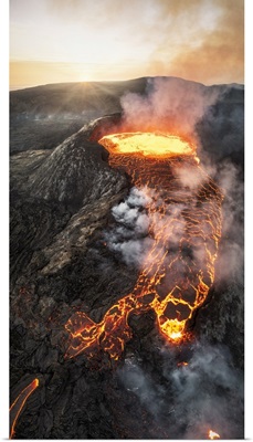 Fagradalsfjall Volcano During An Eruption, Sudurnes, Iceland
