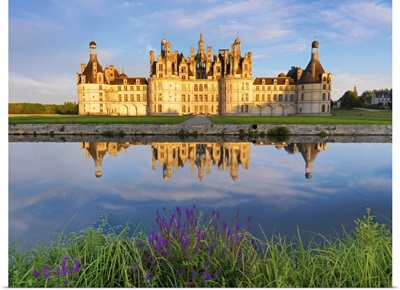 France, Loire valley, Chateau de Chambord, detail of towers
