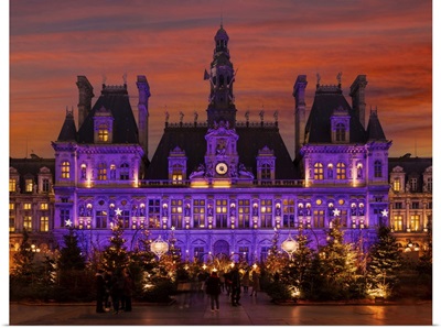 France, Paris, Hotel De Ville At Christmas