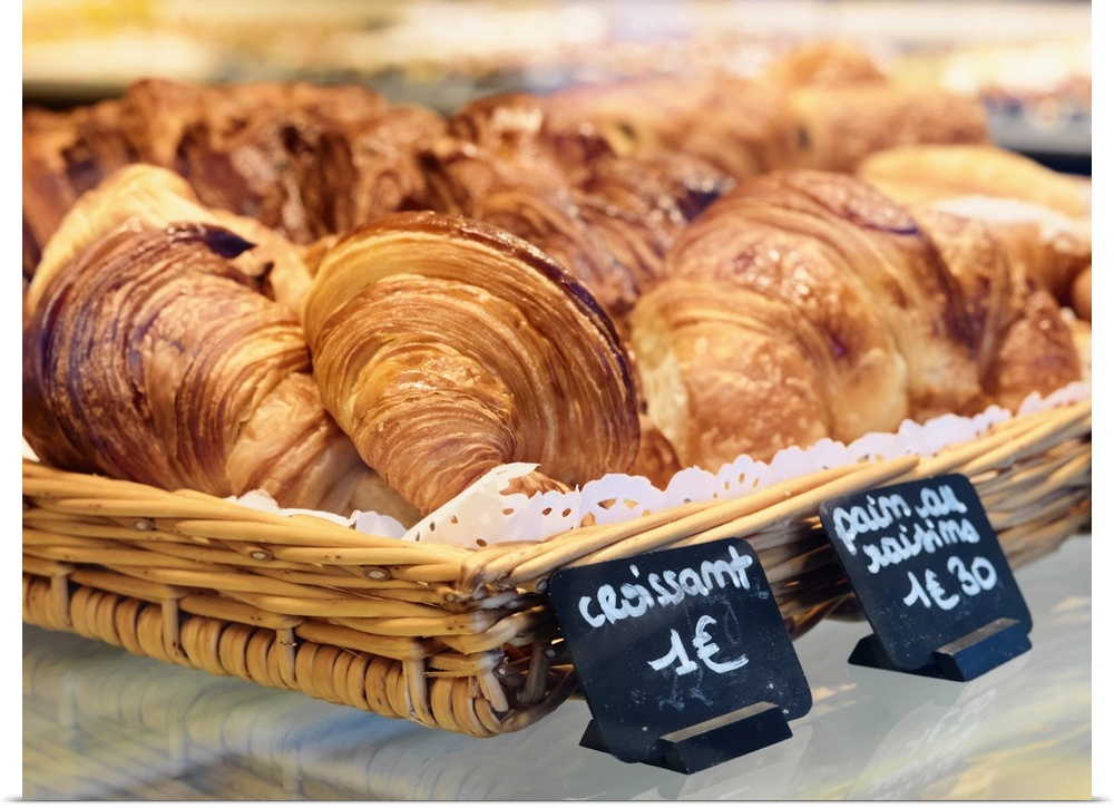 France, Provence, Nimes, Croissants in bakery