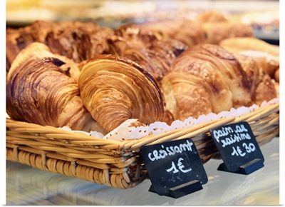 France, Provence, Nimes, Croissants in bakery