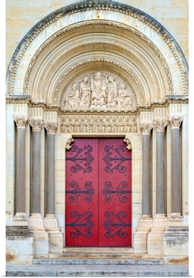 Front Portal Entrance To Church Of Saint Paul, Nimes, Languedoc-Roussillon, France