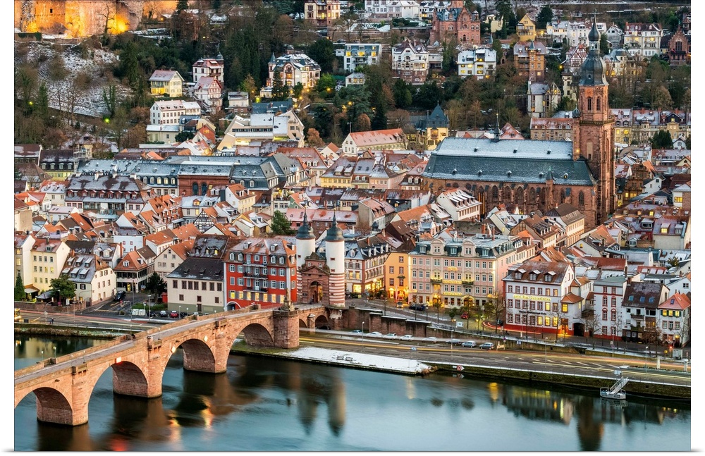 Germany, Baden-Wurttemberg, Heidelberg. Altstadt (Old Town) on the Neckar River in winter.