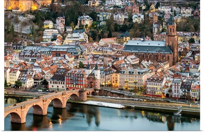 Germany, Baden-Wurttemberg, Heidelberg. Altstadt on the Neckar River in winter