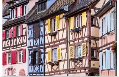 Half-Timbered Houses Of The Old Town Of Colmar, Alsatian Wine Route, France