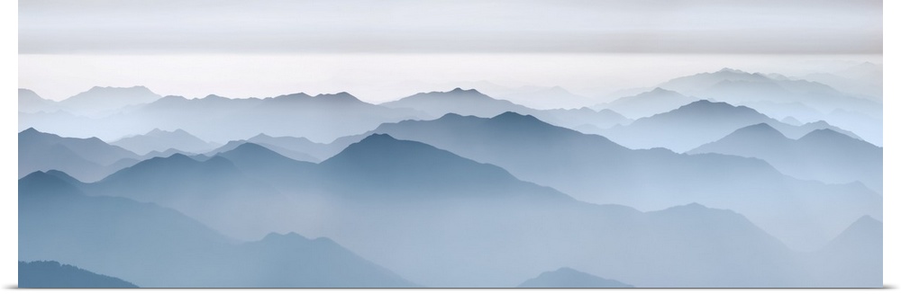 Haze in hinterland of Huangshan. China, Anhui, Huangshan, Flying Over Rock. Yellow Mountain. Anhui, Asia, China.
