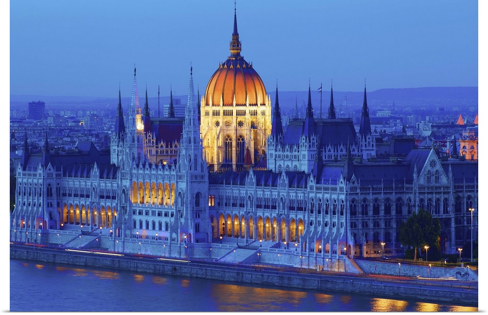 Hungarian Parliament Building at Dusk, Budapest, Hungary, East Central Europe
