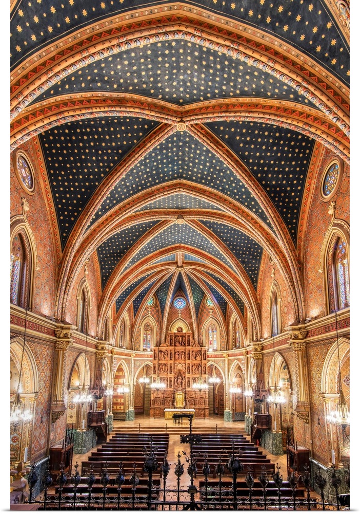 Iglesia De San Pedro Church With Its Ornate Ceiling Covered In Gold Stars, Teruel, Aragon, Spain