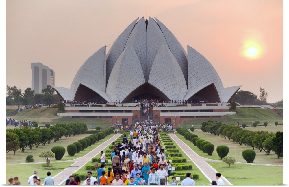 India, Delhi, Lotus Temple, the Baha'i House of Worship, popularly known as the Lotus Temple.