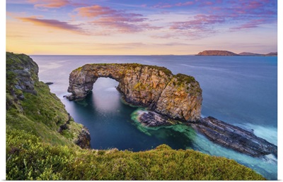 Ireland, Co. Donegal, Fanad, Great Pollet Sea Arch At Dusk