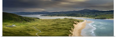 Ireland, Co. Donegal, Inishowen, Malin Head, Five Fingers Strand And St. Mary's Church