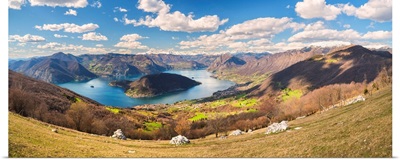 Iseo Lake In Spring Season, Lombardy District, Brescia Province, Italy.