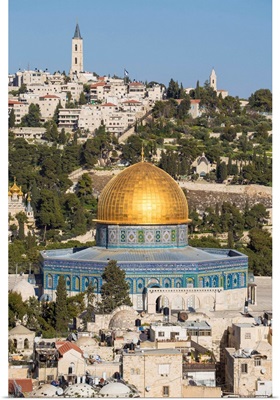 Israel, Jerusalem, View of the Old City, Dome of the Rock on Temple Mount
