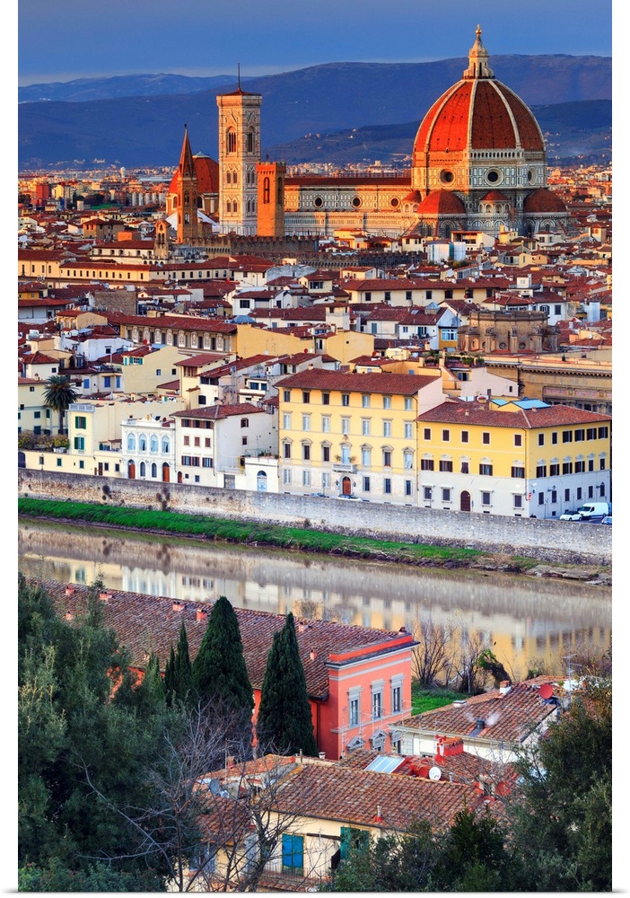 Italy, Italia. Tuscany, Toscana. Firenze district. Florence, Firenze. Duomo Santa Maria del Fiore, View over the city from...