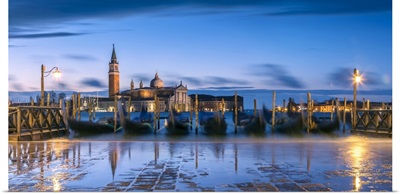 Italy, Veneto, Venice. High tide coming to Riva degli Schiavoni at dawn