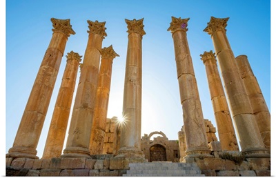 Jordan, Jerash Governorate, Jerash, Columns In The Ancient Roman City Of Gerasa