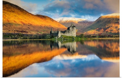 Kilchurne Castle Reflecting In Loch Awe, Argyll And Bute, Scotland