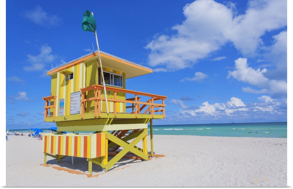 Lifeguard beach hut, Miami beach, Miami, Florida, USA.