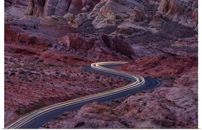Light Trails Though Valley Of Fire State Park, Nevada