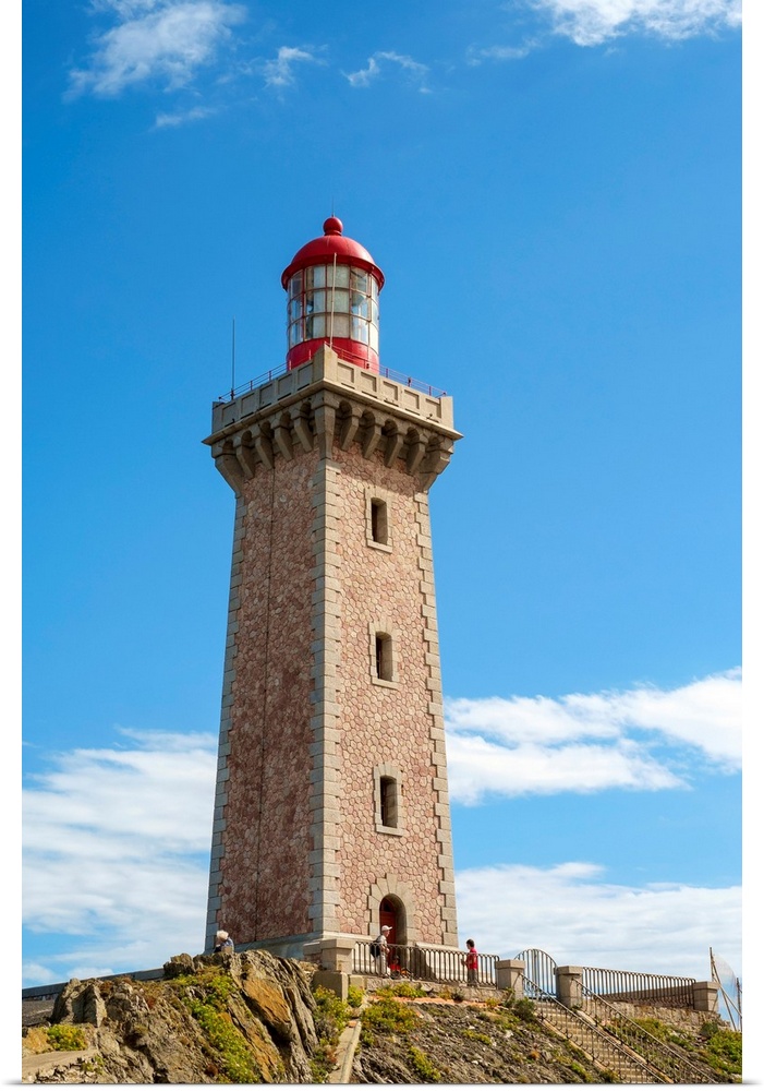 Lighthouse at Cap Bear, Port-Vendres, Pyrenees-Orientales, Languedoc-Roussillon, France.